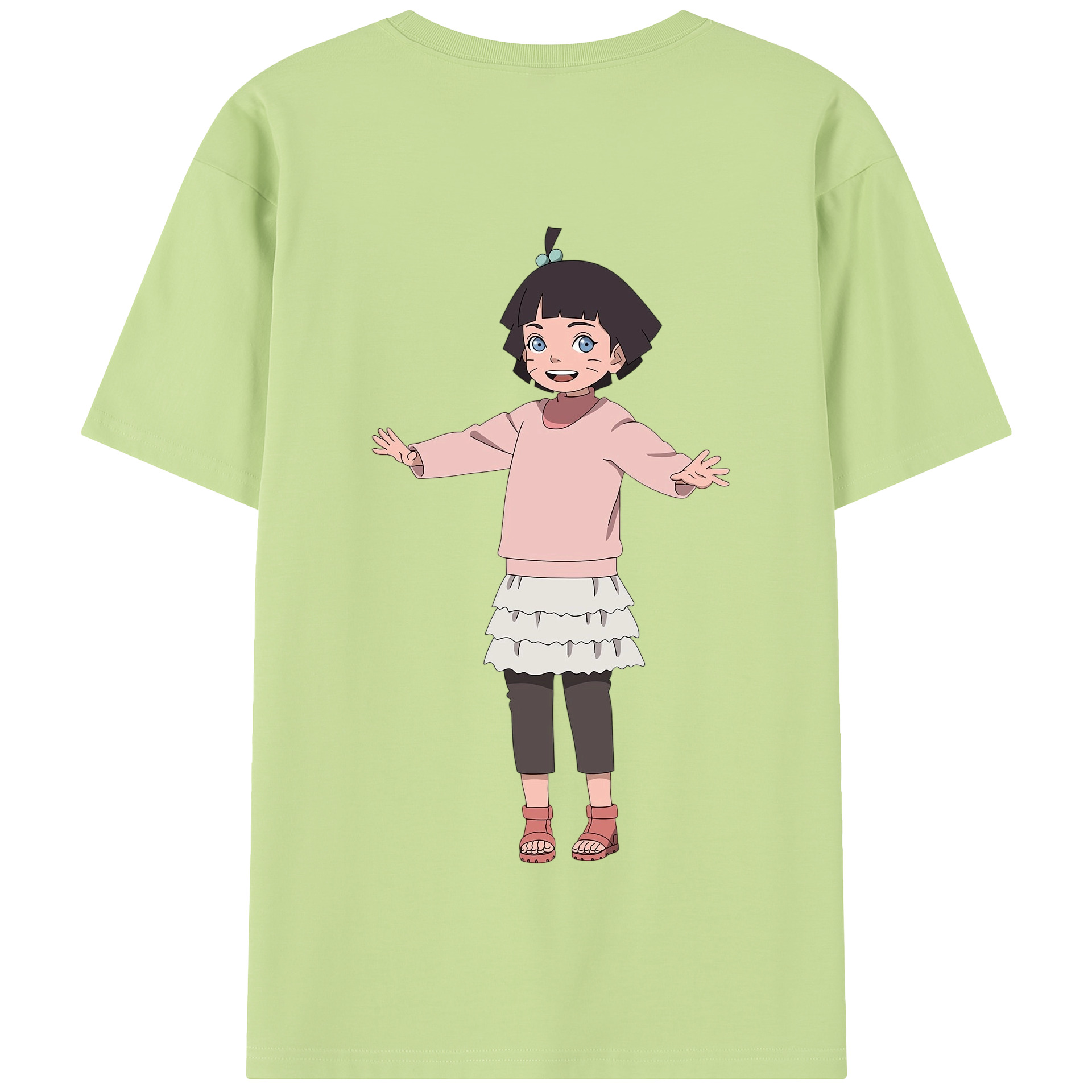 （画像用） NARUTO -ナルト- うずまき ヒマワリ Uzumaki Himawari 綿100％半袖Tシャツ（背面プリント）